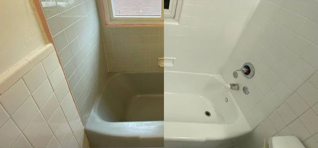 Bathtub refinishing before and after results in Fremont