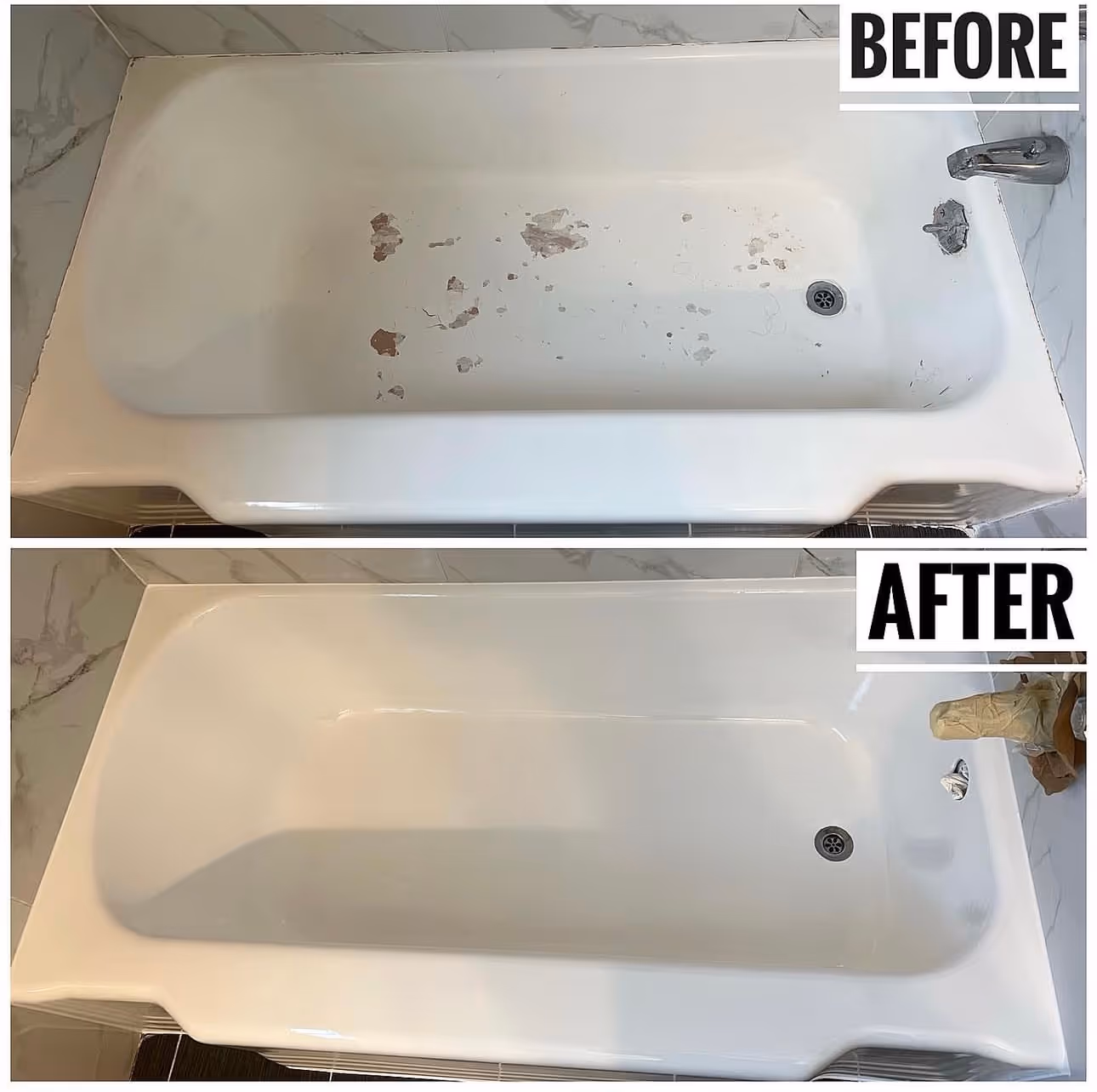 Professional bathtub reglazing before and after in Fremont
