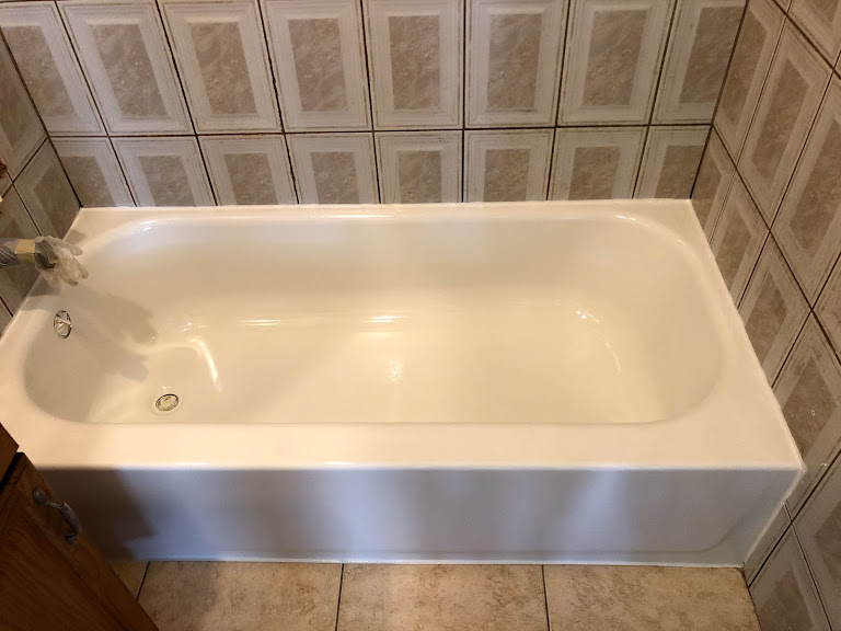Restored cast iron tub after professional refinishing