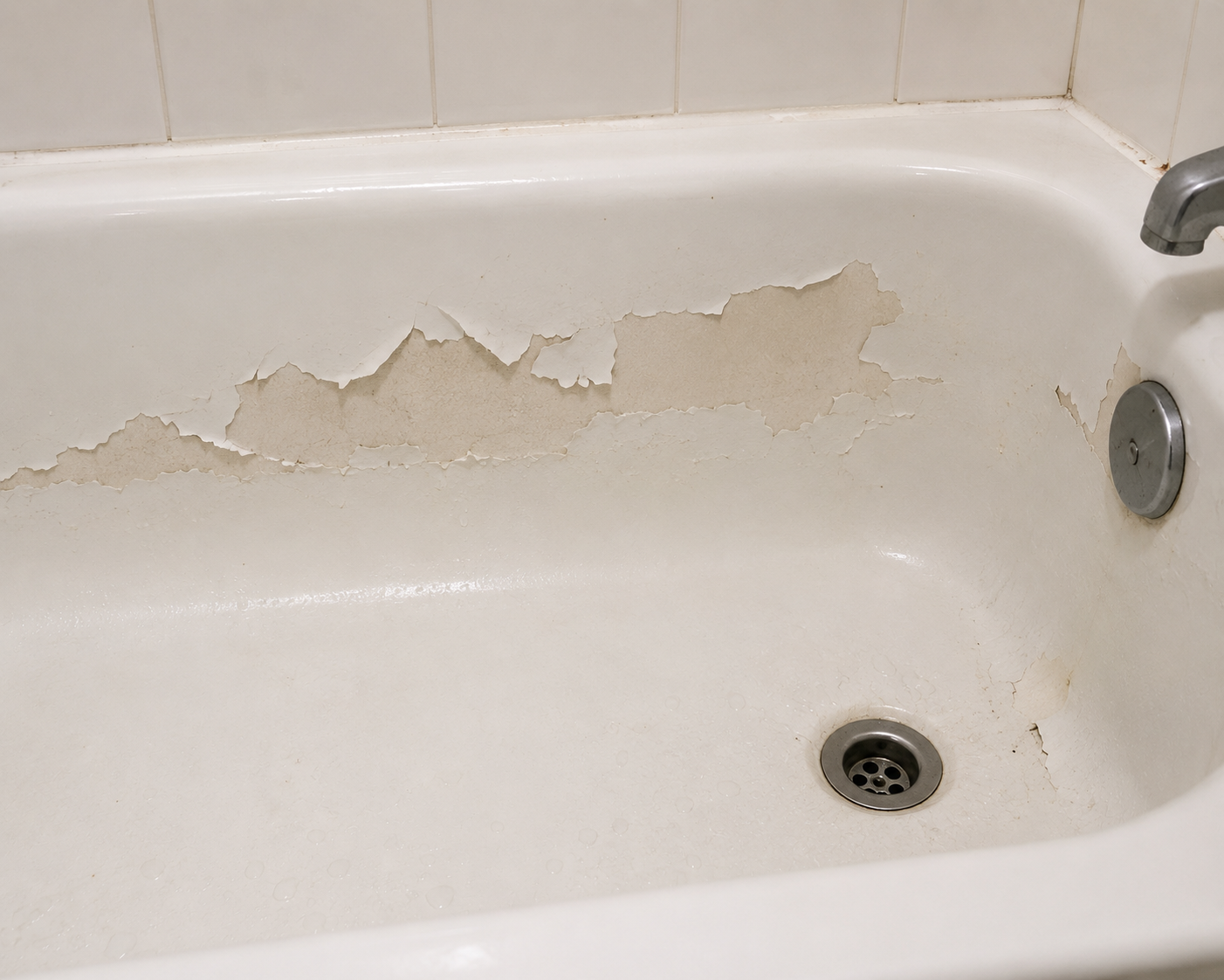Peeling bathtub before repair