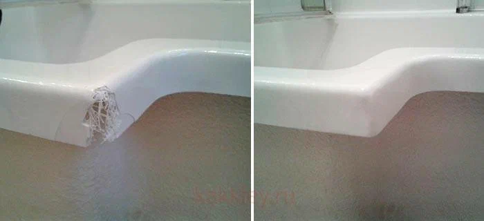 Before and after bathtub chip repair - professional bathtub restoration in Seattle